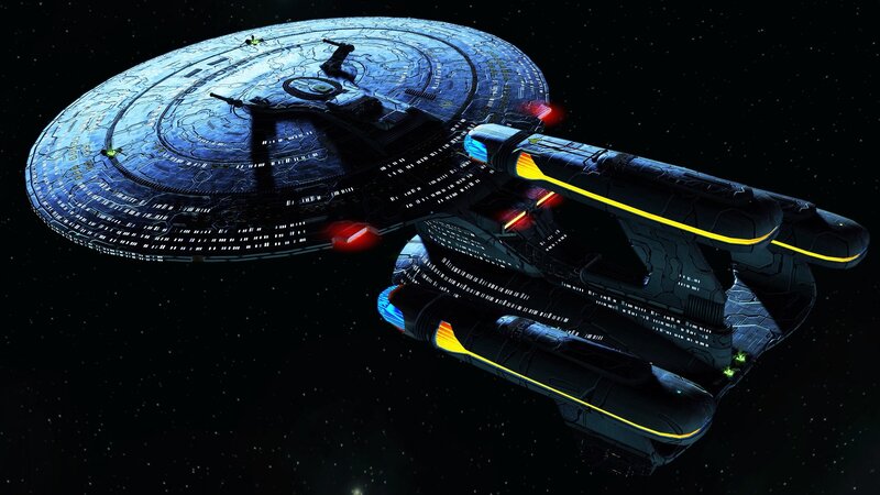Starship in Space — Black, Dramatic, Night, 3d Render, Stars, Sci-fi Ship