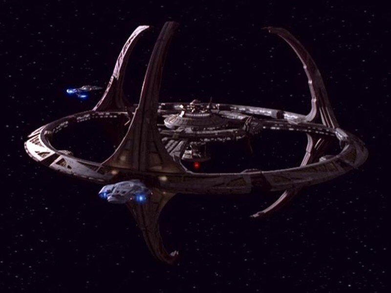 Starship in Space — Black, Dramatic, Night, 3d Render
