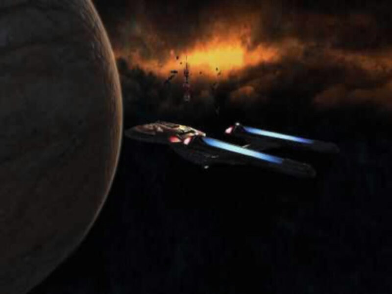 Starship in Space — Black, Dramatic, Night, Digital Art, Planet, Explosion