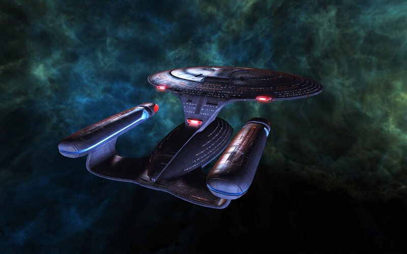 Starship in Space — Blue, Dramatic, Night, 3d Render, Nebula