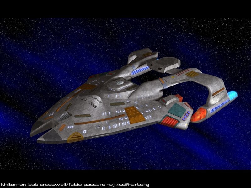 Starship in Space — Blue, Dramatic, Night, 3d Render
