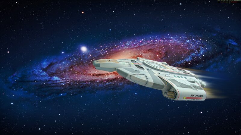 Starship in Space — Blue, Dramatic, Night, Digital Art, Galaxy