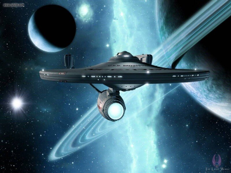 Starship in Space — Blue, Dramatic, Night, Digital Art, Planet, Moon