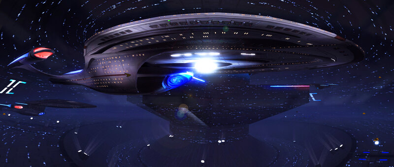 Starship in Space — Blue, Dramatic, Night, Digital Art, Spaceship, Stars, Space Station