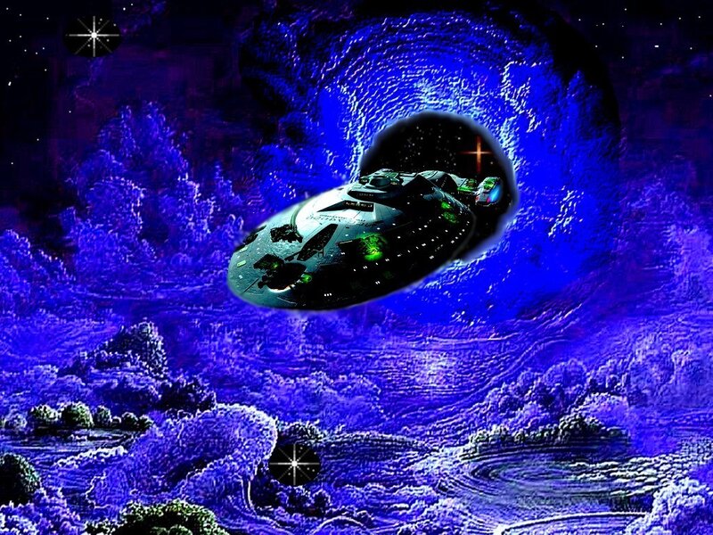 Starship in Space — Blue, Dramatic, Night, Digital Art, Spaceship