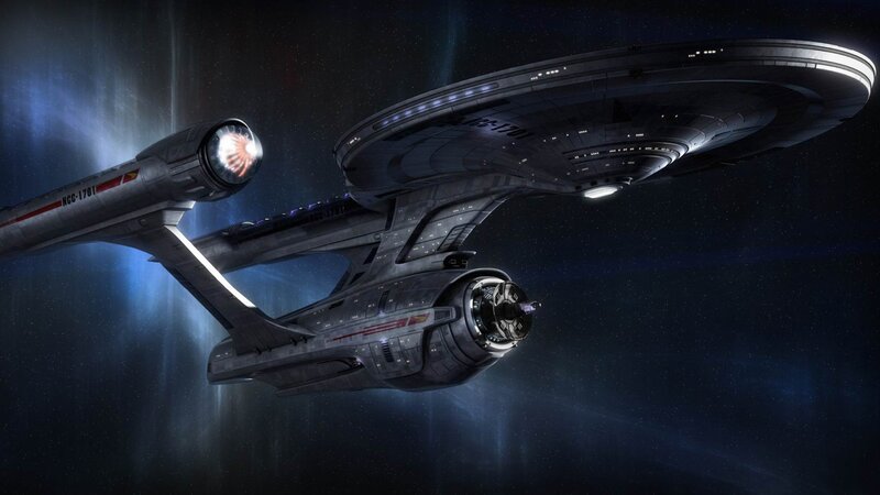 Starship in Space — Blue, Dramatic, Night, Digital Art, Stars, Engine Glow