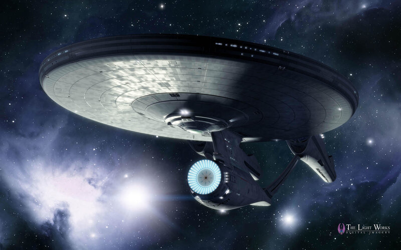 Starship in Space — Blue, Dramatic, Night, Digital Art, Stars