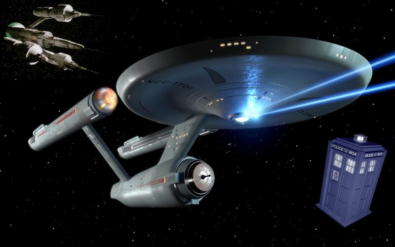 Starship in Space — Blue, Dramatic, Night
