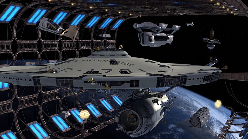 Starship in space dock