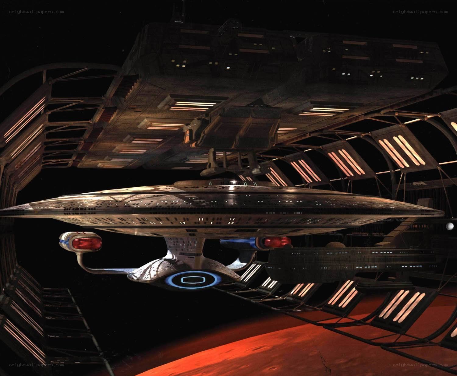 Starship in space dock