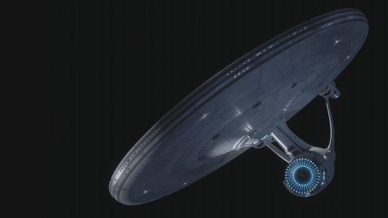 Starship in Space — Gray, Dramatic, Night, 3d Render, Spacecraft, Engine Glow