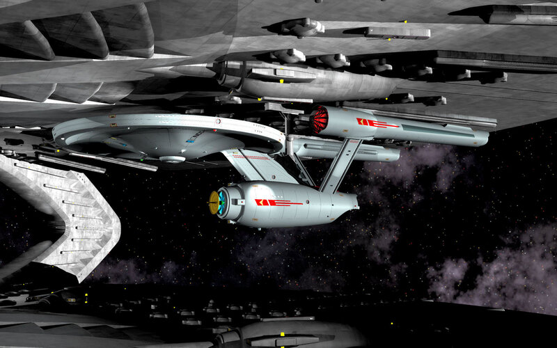 Starship in Space — Gray, Dramatic, Night, 3d Render, Spaceship, Space Station