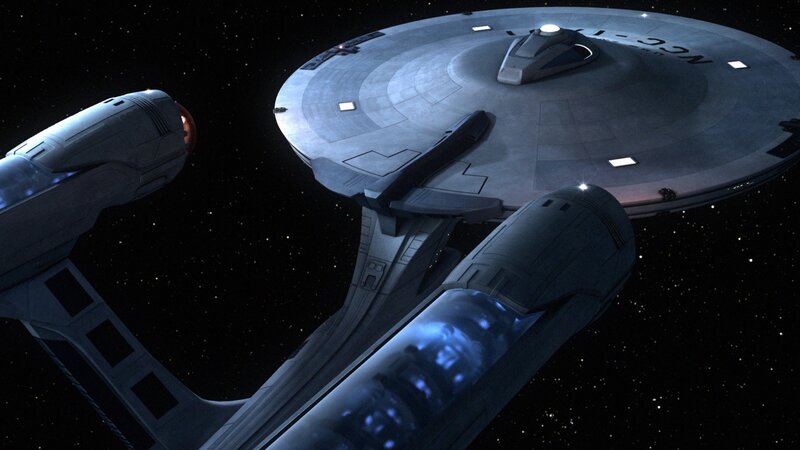 Starship in Space — Gray, Dramatic, Night, 3d Render, Stars, Nacelle