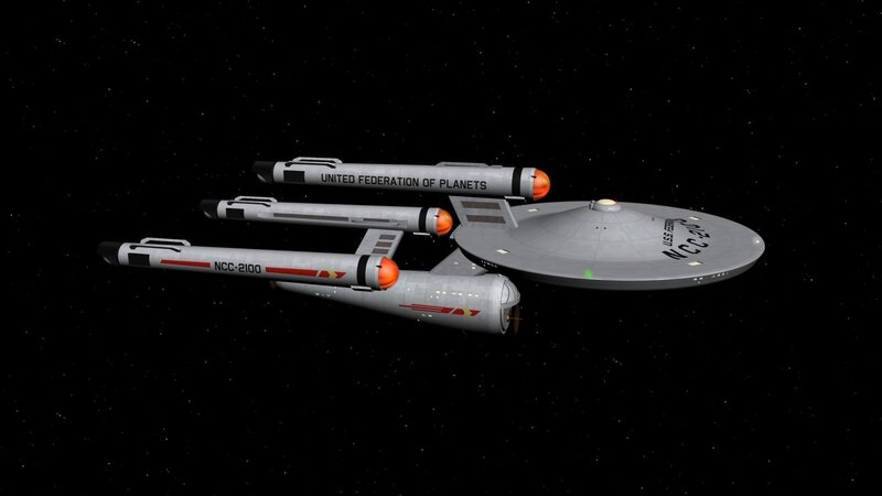 Starship in Space — Gray, Serene, Night, 3d Render, Stars, Nacelles, Black, Orange