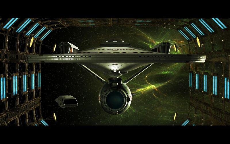 Starship in Space — Green, Dramatic, Night, Digital Art, Space Station