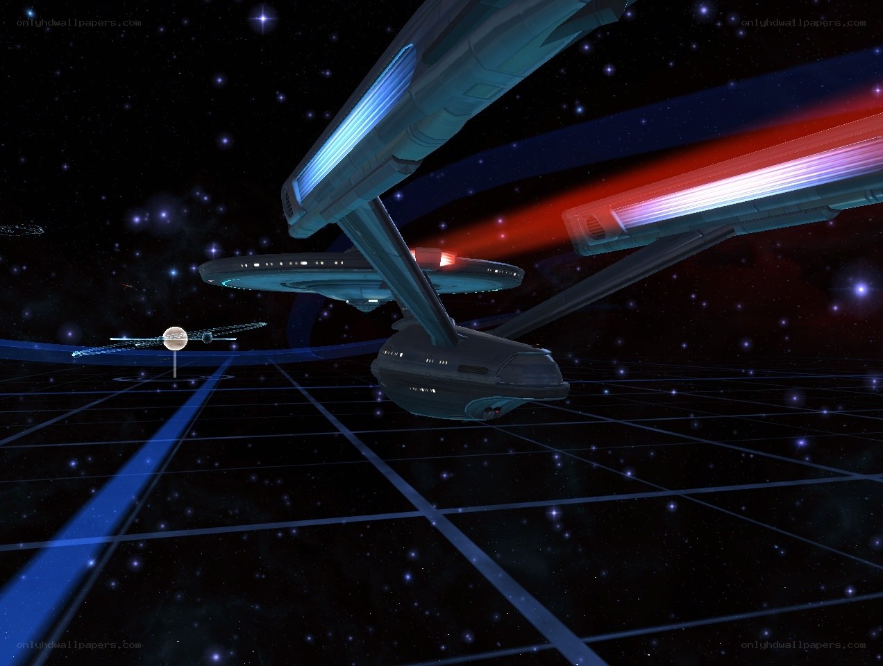 Starship in space grid