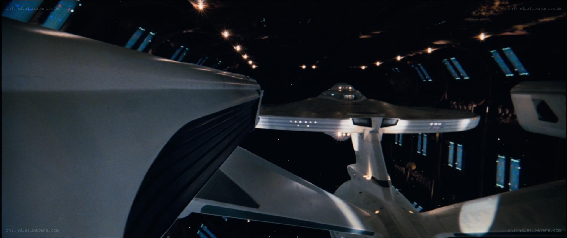 Starship in space hangar