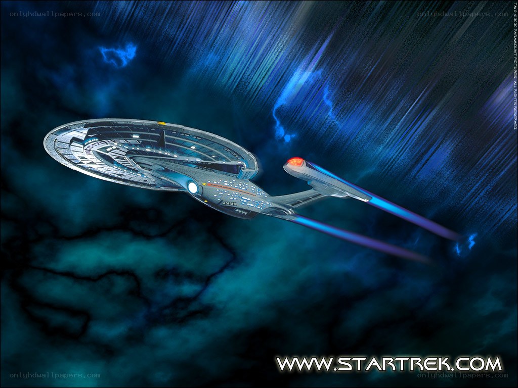 Starship in space nebula