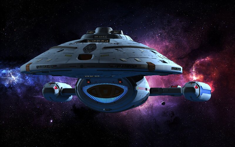 Starship in Space — Purple, Dramatic, 3d Render