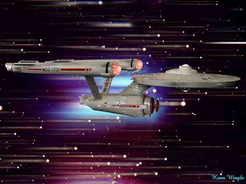 Starship in Space — Purple, Dramatic, Night, Digital Art, Stars, Warp Effect