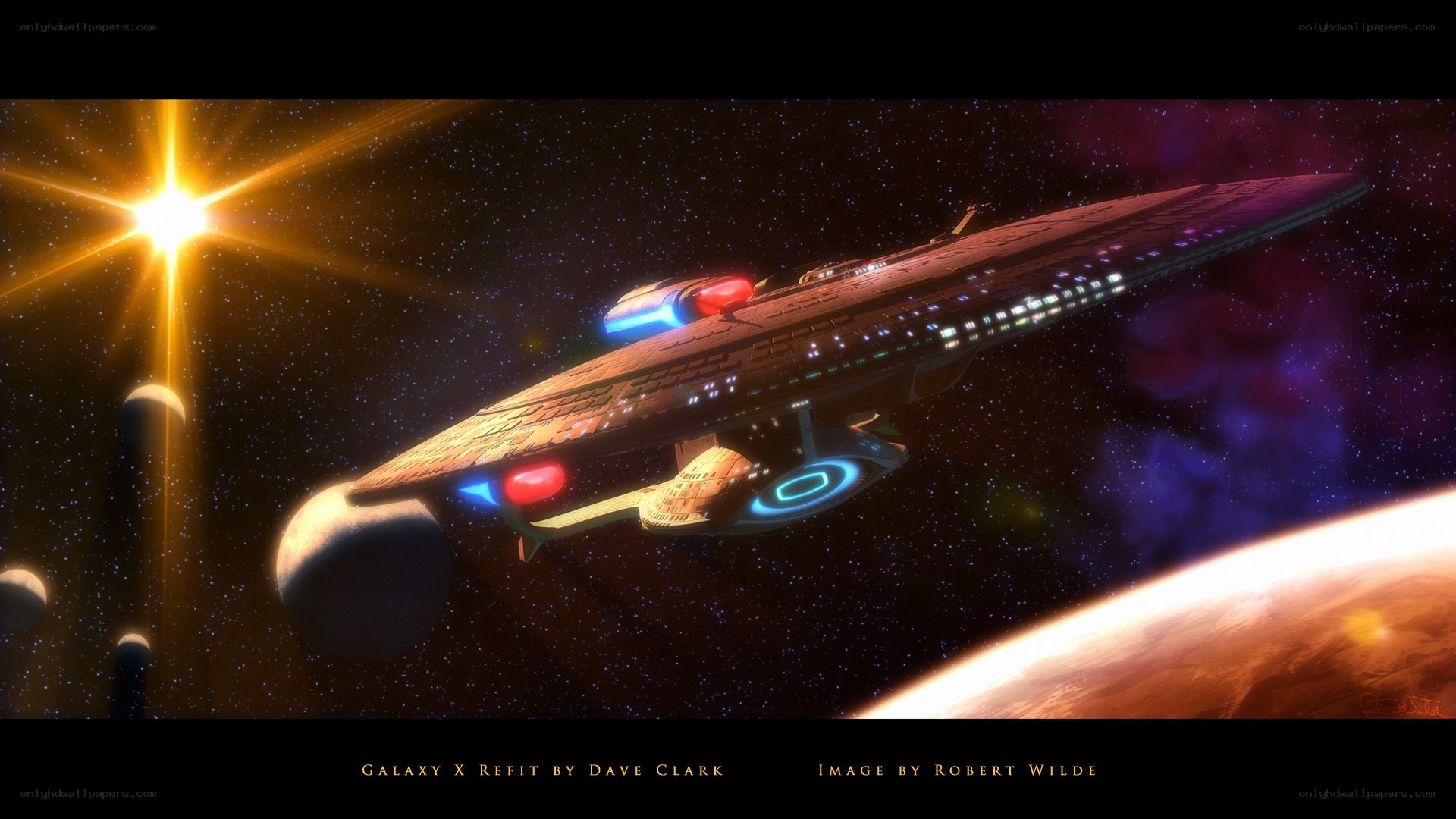 Starship in space scene