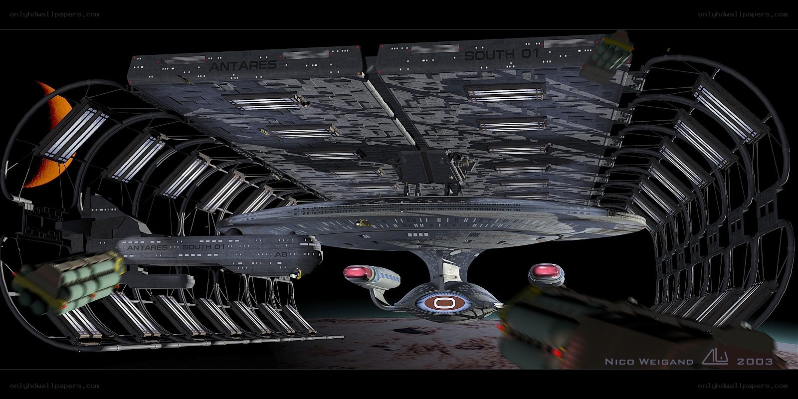 Starship in space station