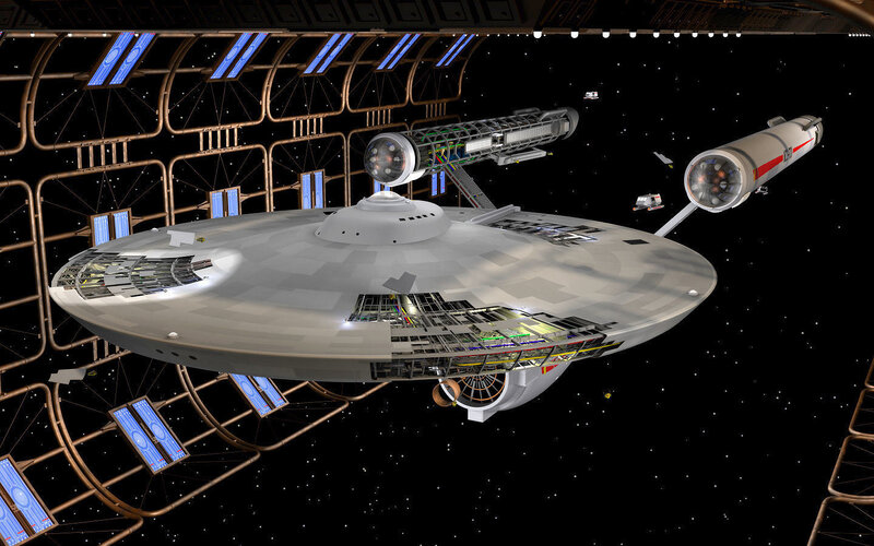Starship in Space — White