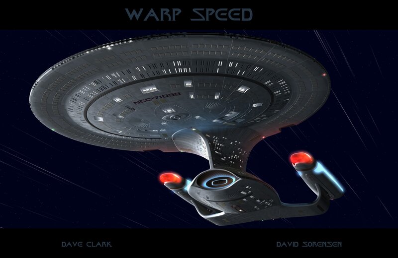 Starship in warp speed