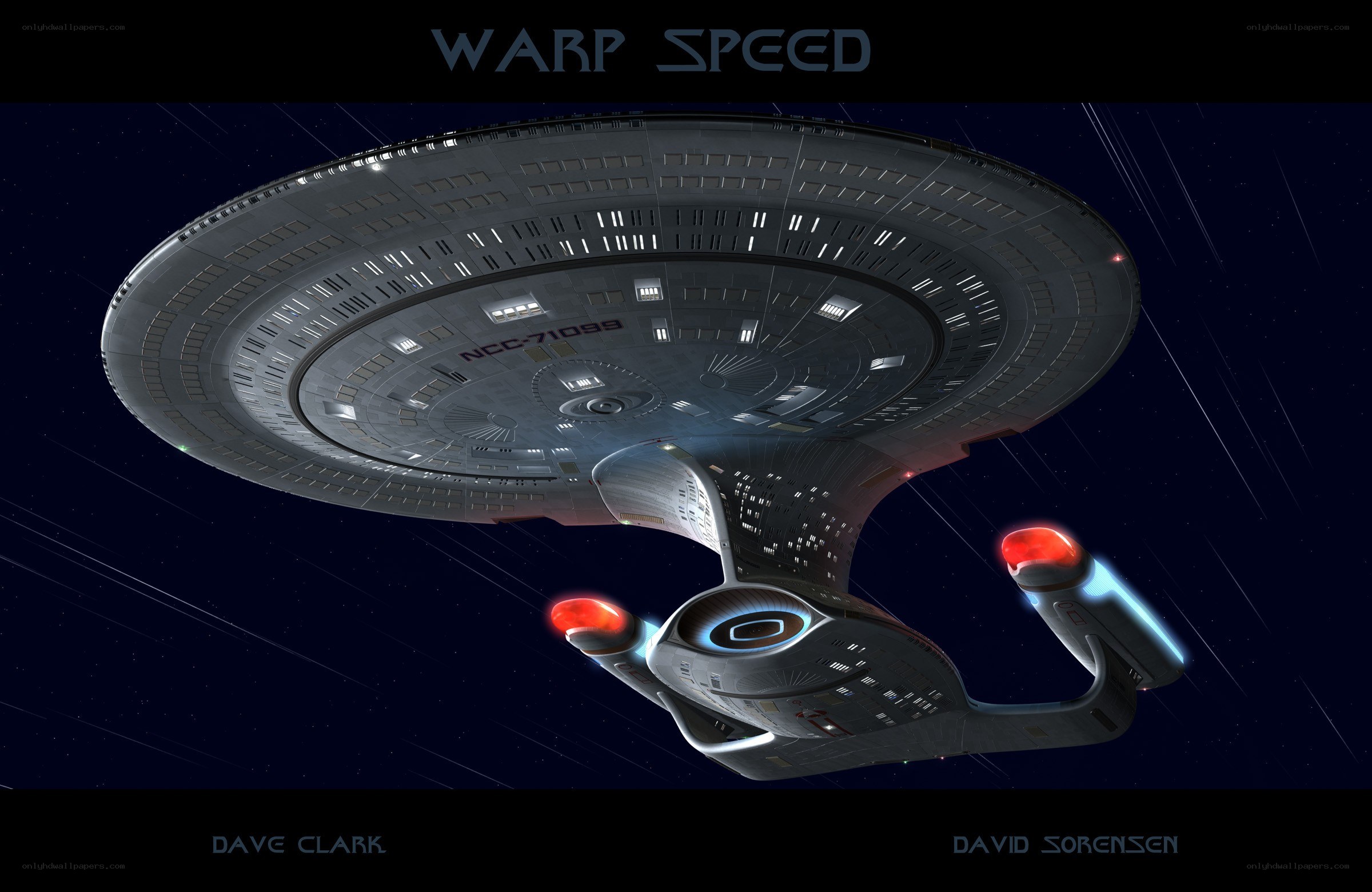 Starship in warp speed
