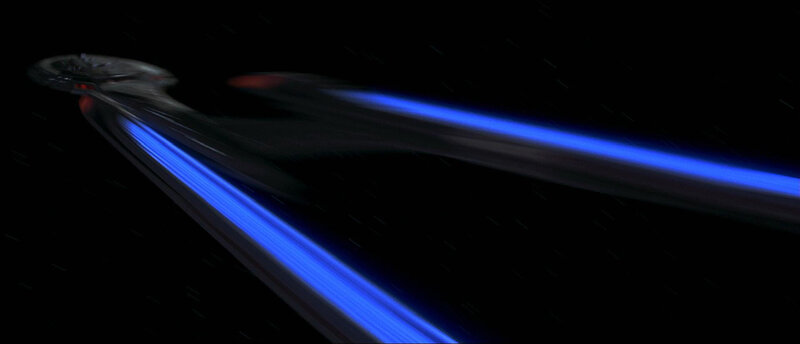 Starship in warp speed