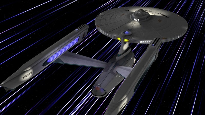 Starship in warp speed