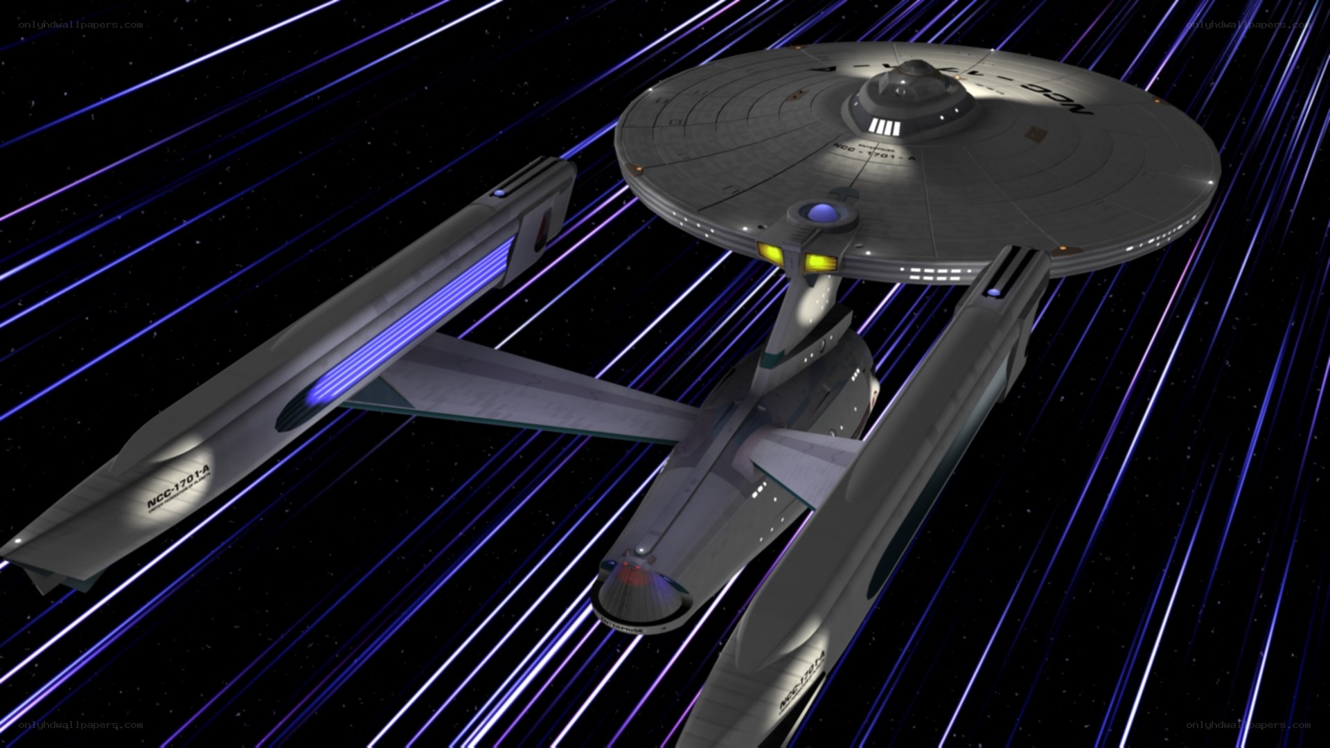 Starship in warp speed