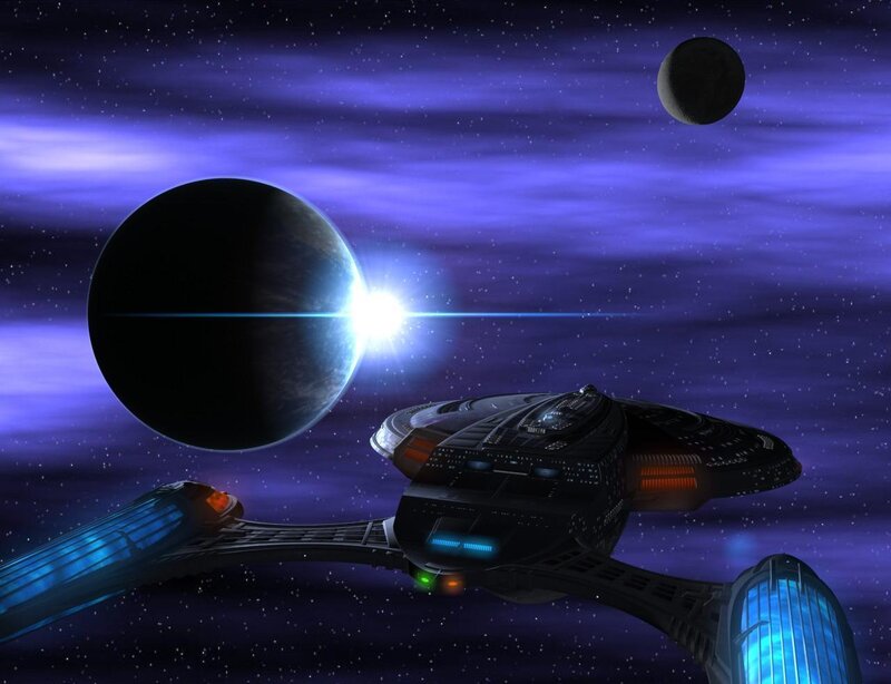Starship near a planet