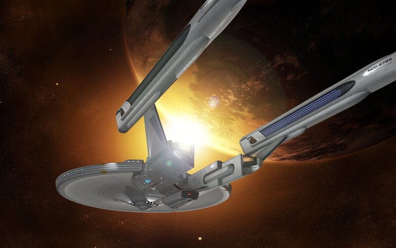 Starship near a planet