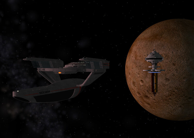 Starship near a planet