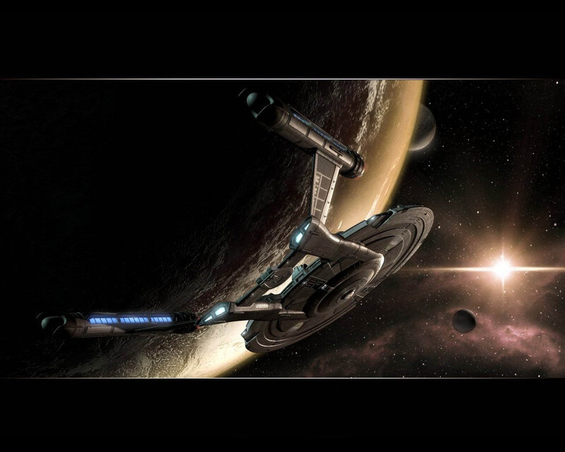 Starship near a planet