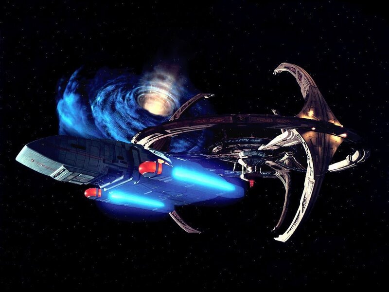 Starship near a wormhole