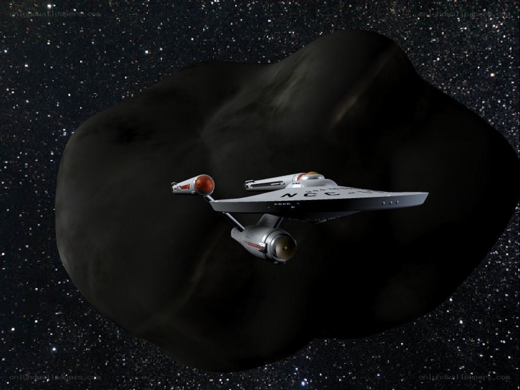 Starship near asteroid