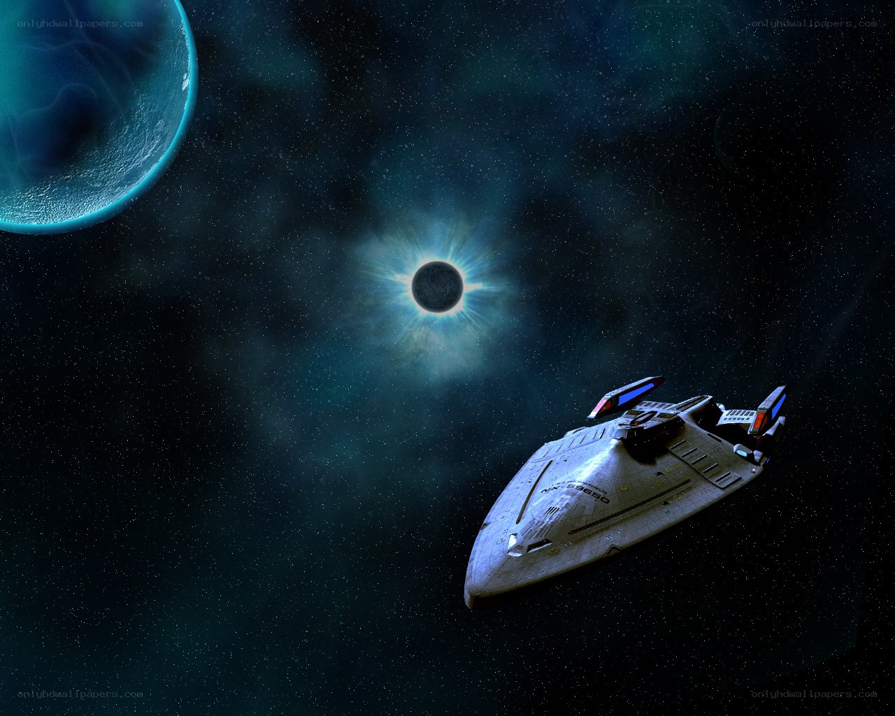 Starship near eclipsed star