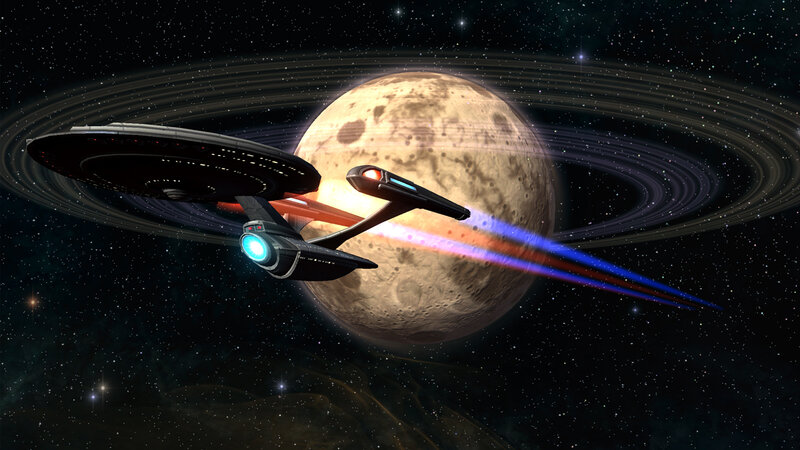 Starship Near Planet — Black