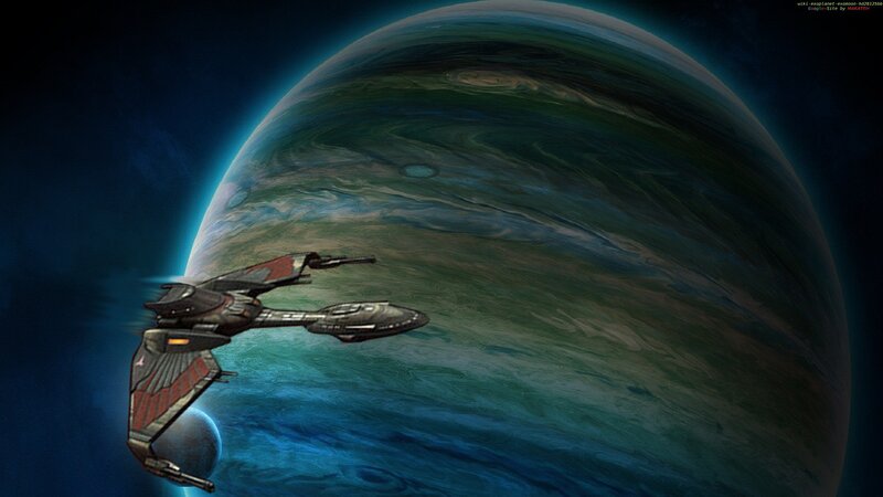 Starship Near Planet — Blue, Dramatic, Digital Art