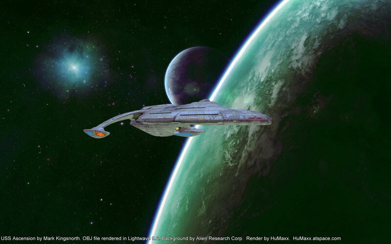 Starship Near Planet — Green