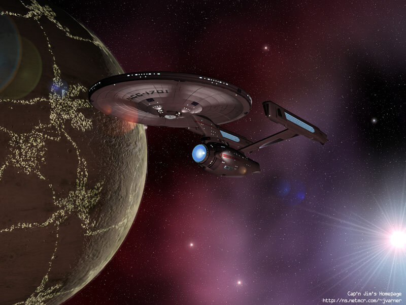 Starship Near Planet — Purple
