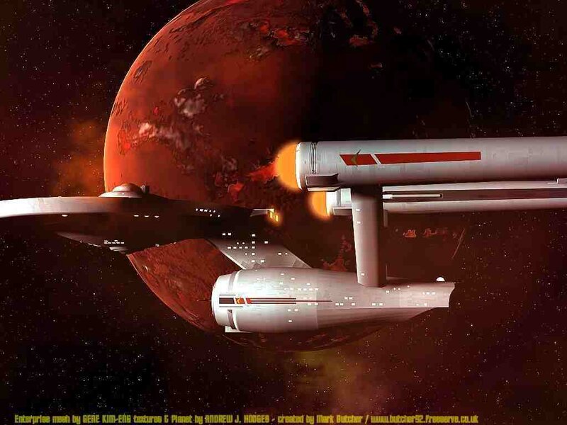 Starship near red planet