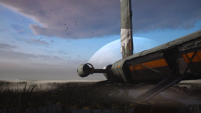 Starship on Alien Planet — Blue