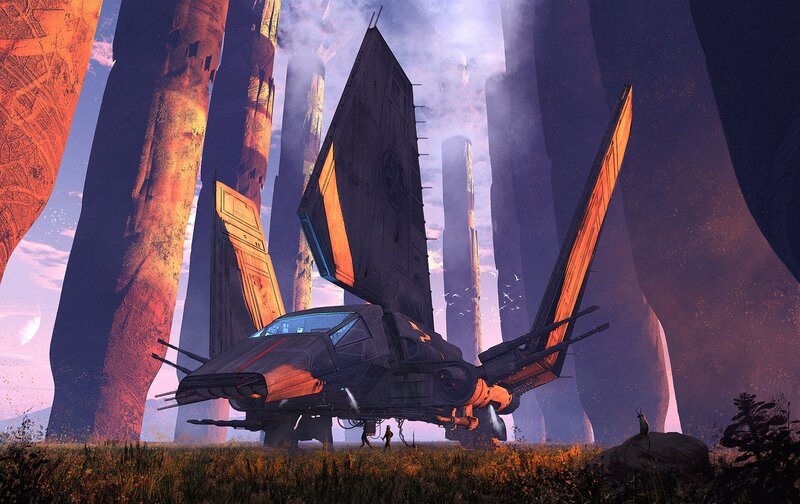 Starship on Alien Planet