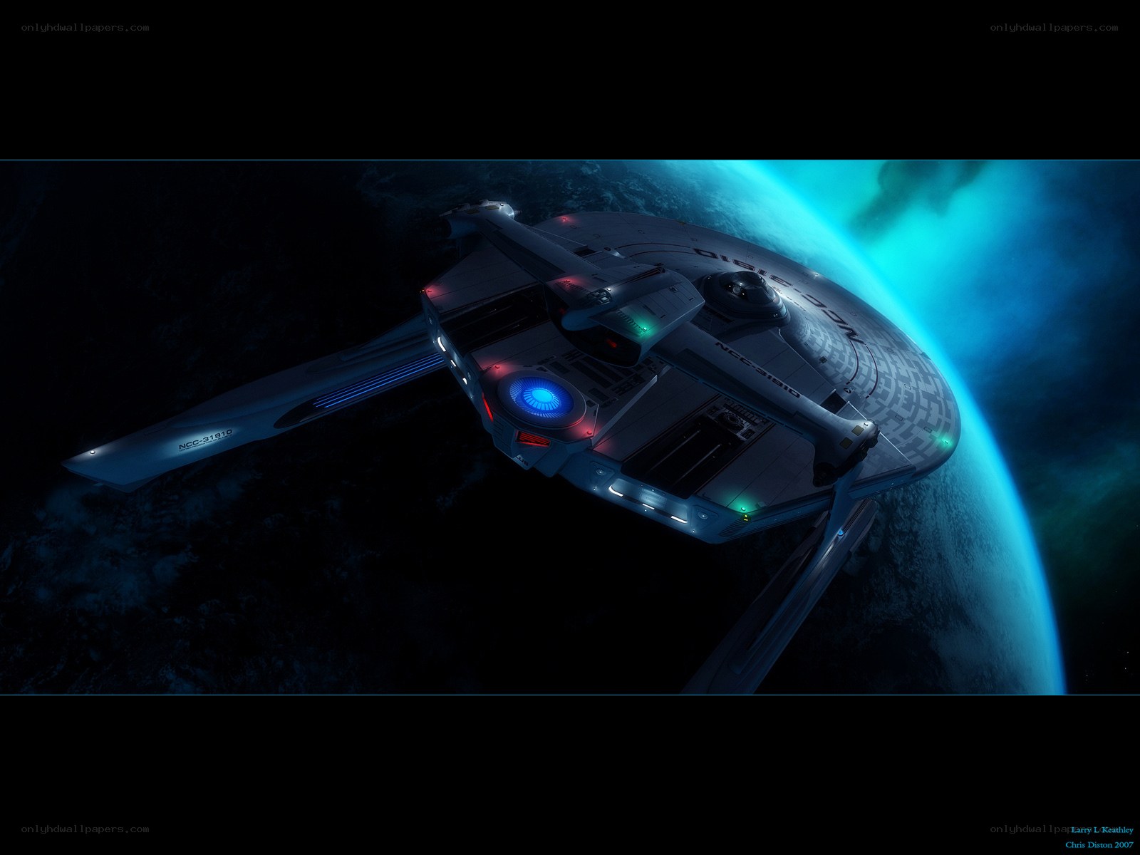 Starship orbiting a planet
