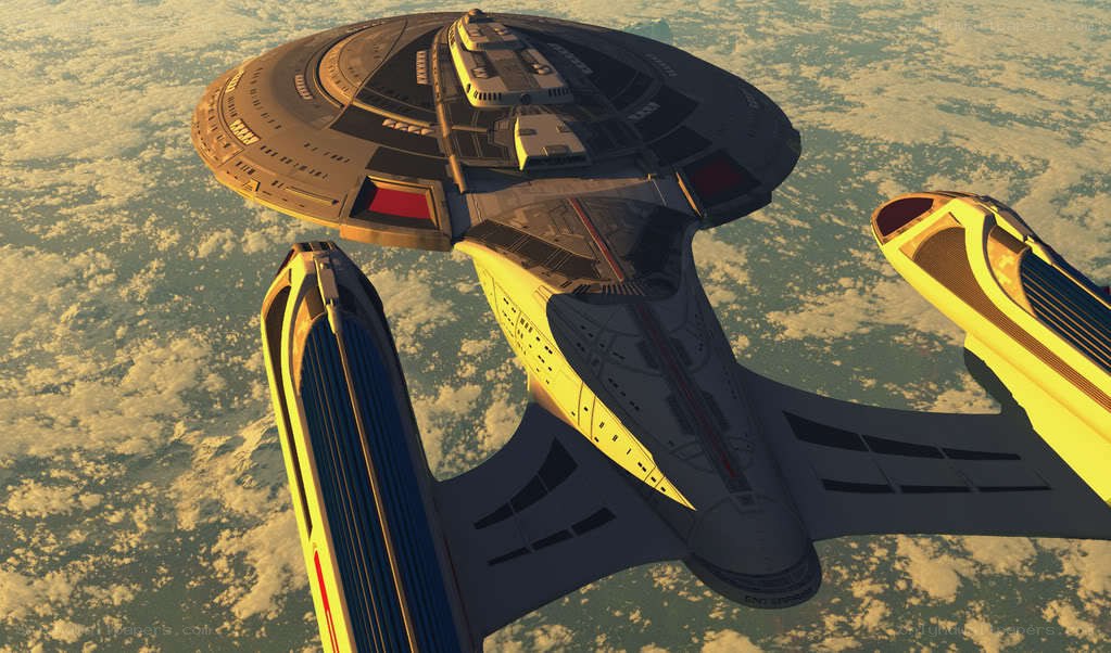 Starship orbiting a planet