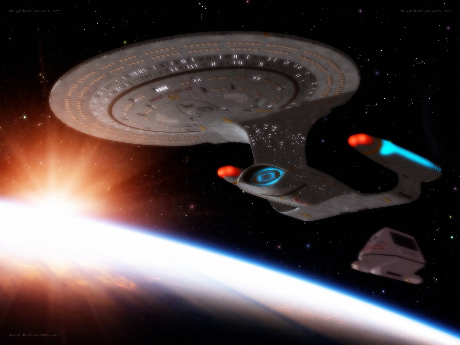 Starship orbiting a planet