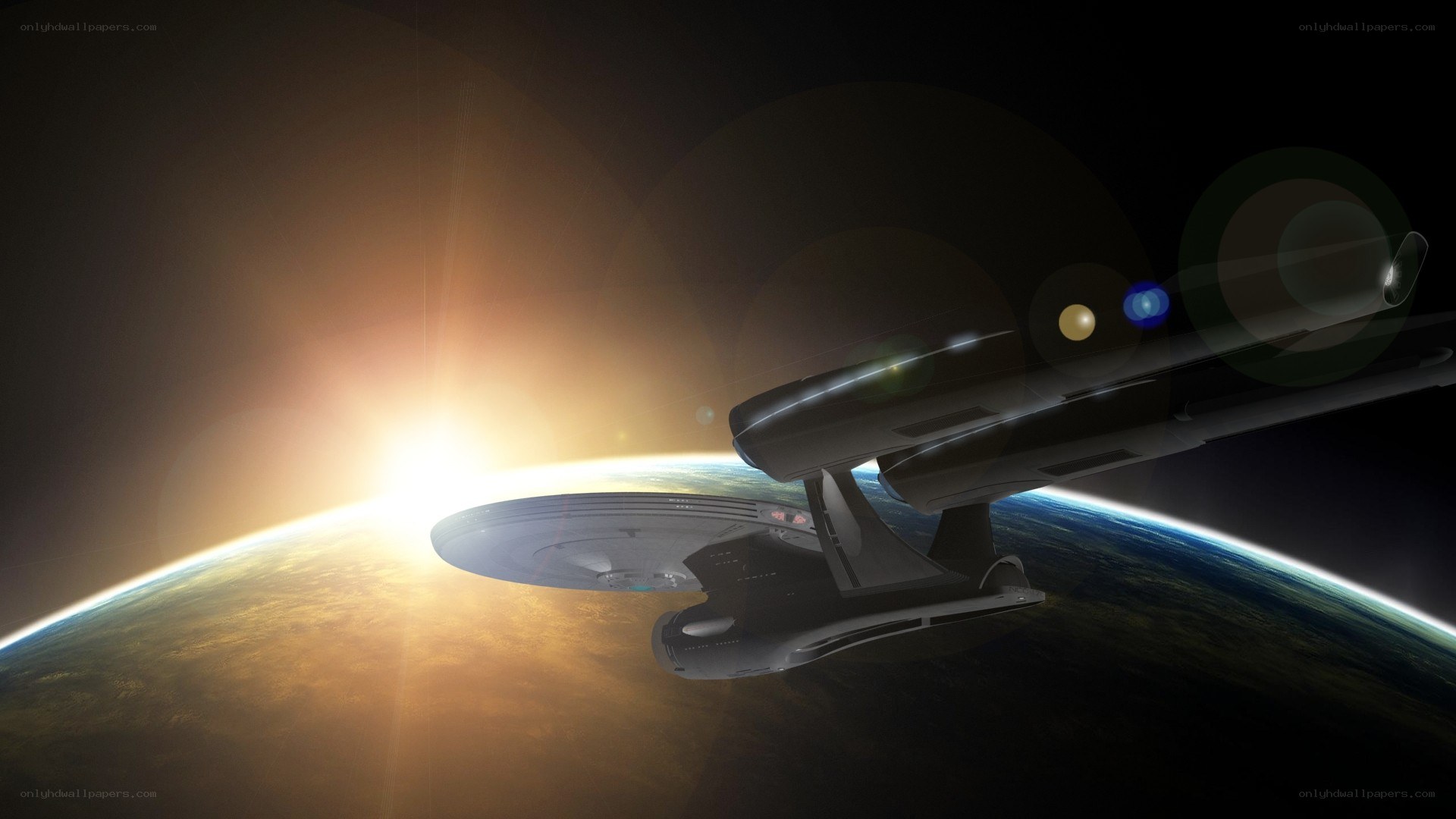 Starship orbiting a planet